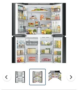 Samsung Bespoke 36 Inch Wide 22.5 Cu. Ft. Energy Star Certified Fingerprint Resistant Four Door, French Door Refrigerator with Metal Duct and AI Famil