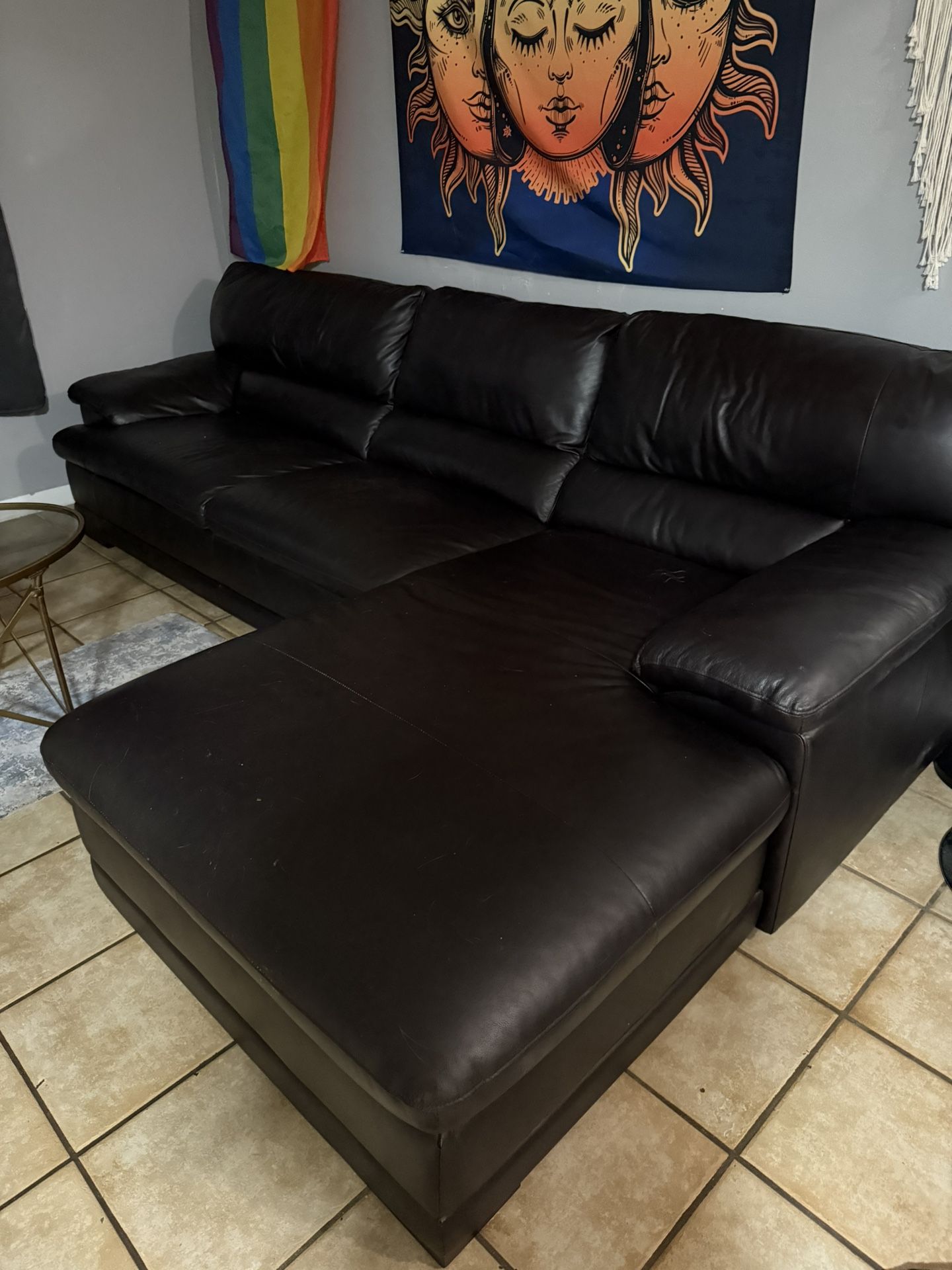 Genuine Leather Couch With Chaise—THIS SATURDAY PICKUP ONLY