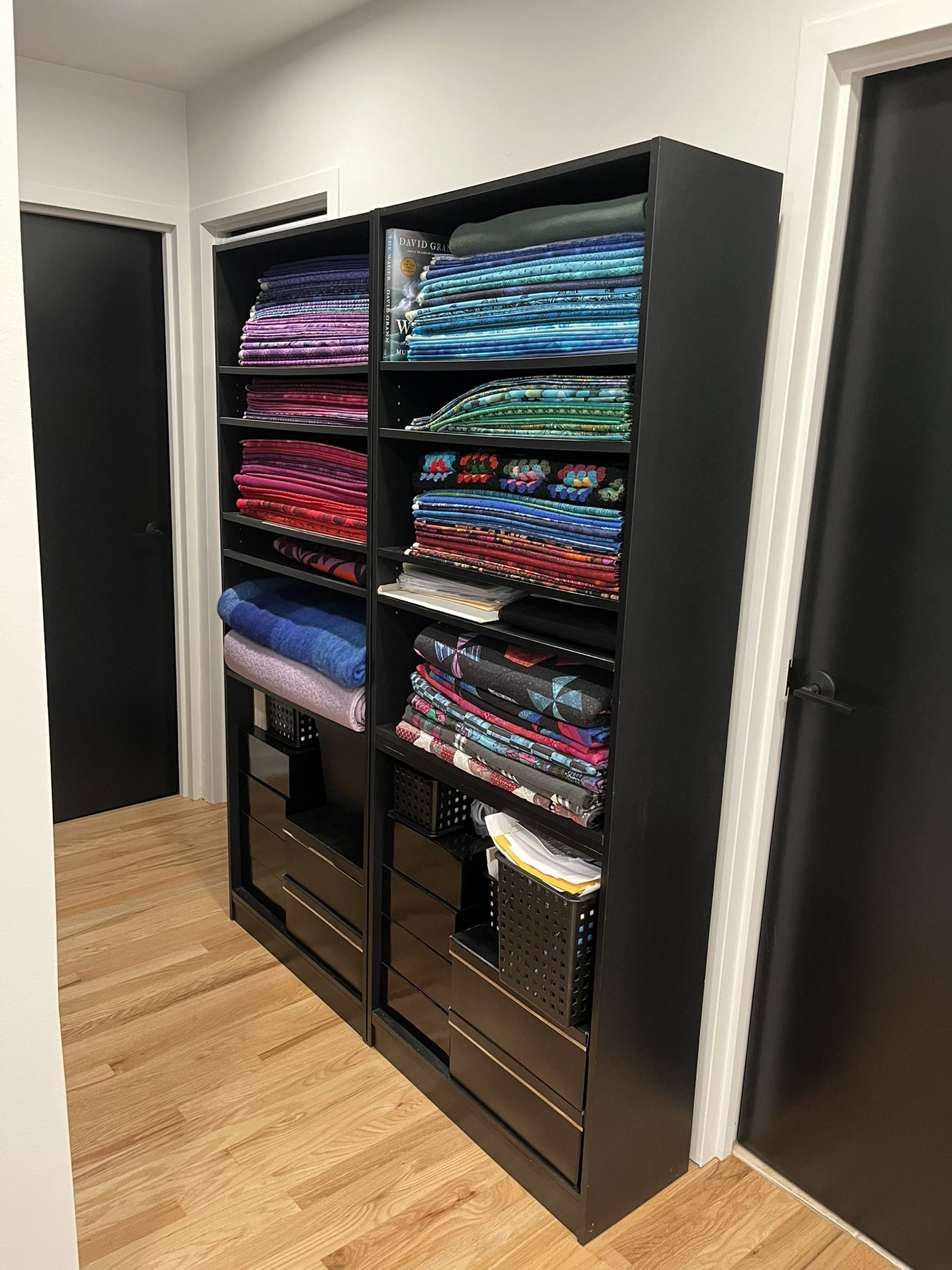 Set Of 2 Black Bookshelves; Each 28w 11-3/4d 72h