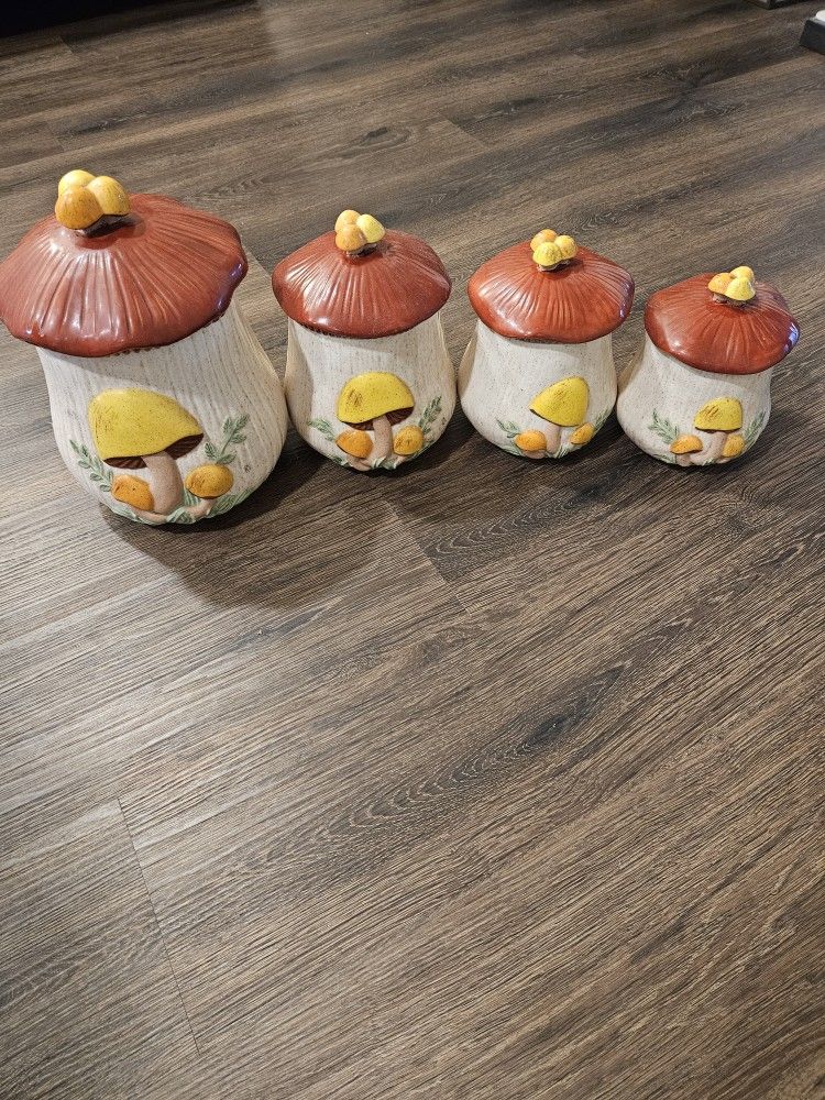 Vintage Mushroom Cannisters