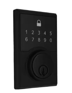 Defiant Square Matte Black Compact Touch Electronic Single Cylinder Deadbolt