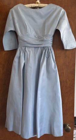 Vintage 1950s Blue Satin Dress