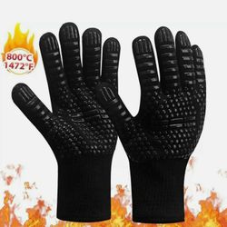 1 Pair 1472  F  Extreme Heat Resistant Cooking Oven Gloves Silicone Grill BBQ Mitts