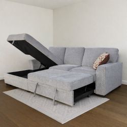 Like New Light Gray Sleeper Storage Sofa