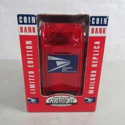 USPS Priority Mail Box Die Cast Metal Gearbox Coin Bank NEW
