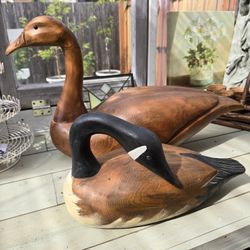 Beautiful Hand Carved Wooden Geese