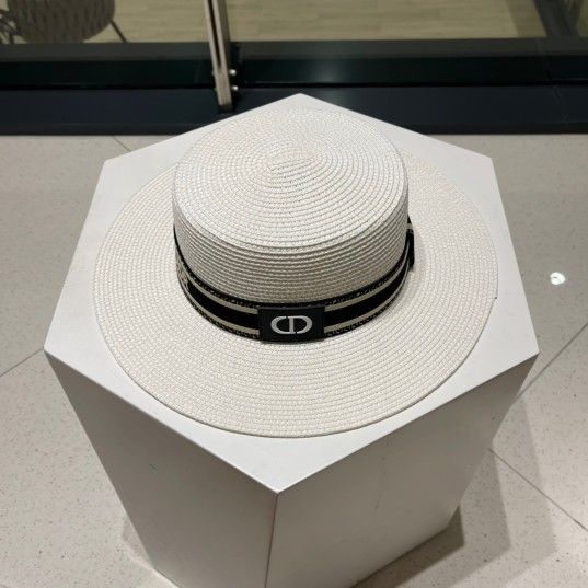 Women's white flat sun hat