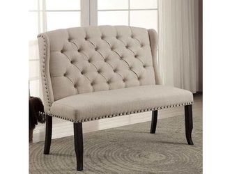Sania III Antique Black & Beige 2 Seater Dining Bench