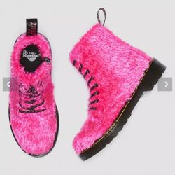 Dr. Martens Junior 1460 Pascal Tinsel Fur Lace Up Boots