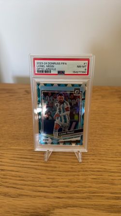 Lionel Messi 2023-24 Donruss FIFA Optic Argyle PSA 8