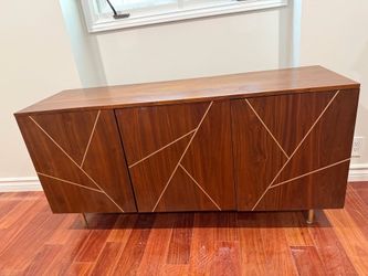 Modern Wood Sideboard/Credenza with Brass inlay