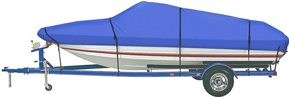 iCOVER Trailerable Boat Cover, 600D Heavy Duty Waterproof UV Resistant Marine Grade Polyester