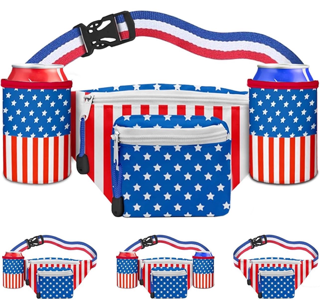 4th of July Fanny Packs Drink Holder USA Glasses American Flag Fanny Packs Waist Packs 4th of July Accessories for Women Men fourth of July Deals Outf