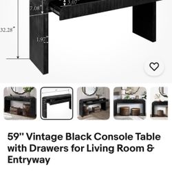 NEW IN BOX CONSOLE TABLE BLACK COLOR