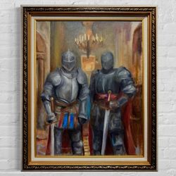  Framed Medieval Knight Painting – Dark Fantasy Wall Art