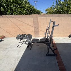 Marcy Olympic Bench With Barbell And Plates 