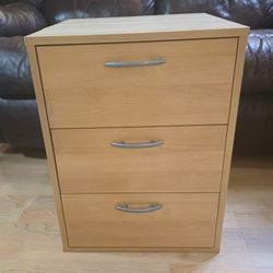 3 Drawer Light Wood Nightstand, SideTable, End Table