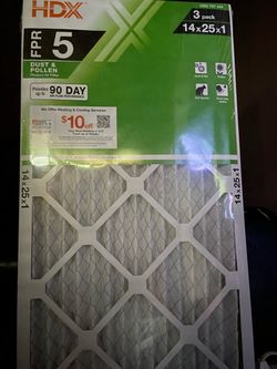 HDX FPR 5 Pleated Air Filter 14x25x1 3-Pack