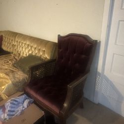 Vintage Velvet Tufted Chair 