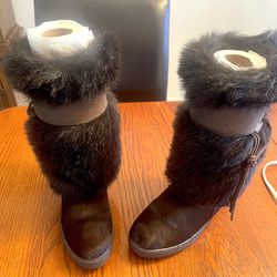 Brand New Gorgeous Oscar Sport Shearling Fur Boots Made In Italy 
