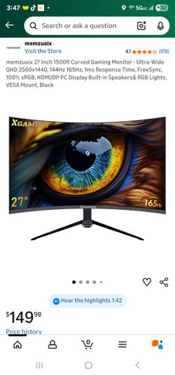 XGaming curved 27" Gaming Monitor 