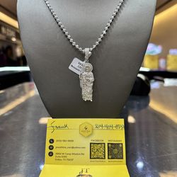 925 Silver, Moissanite st Jude charm & diamond cut mooncut chain. (Package Deal)