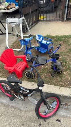 Bikes and tricycle for kids plus chair