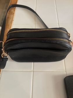 Black Leather Crossbody Camera Bag