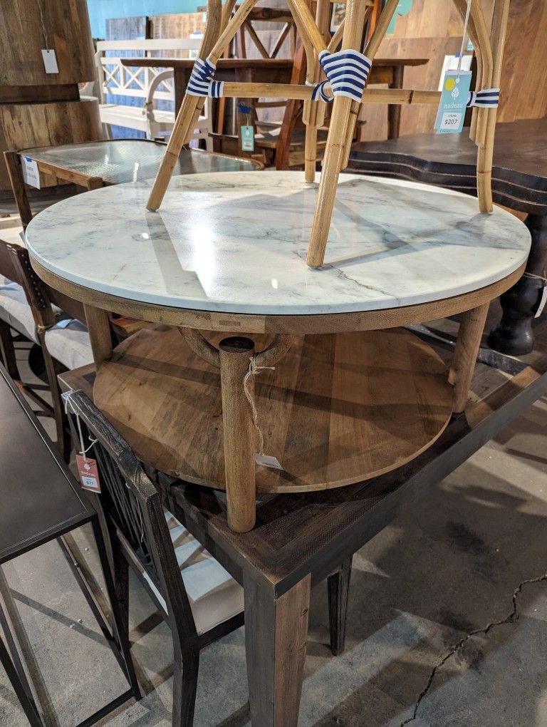 Marble top round coffee table