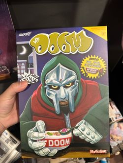 Super 7 MF DOOM Mmfood Figure and cereal bowl and spoon with sealed cereal box