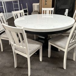 Solid Marble Dining Room Table And Chairs 