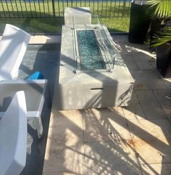 modern concrete propane fire pit table