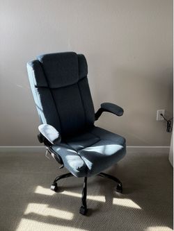 New Blue High-Back Office Chair with Flip-Up Arms