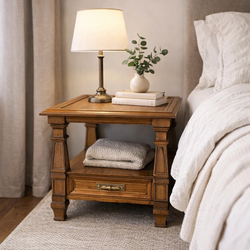 Refinished Solid Wood Walnut Nightstand | Vintage Side Table
