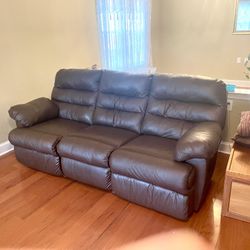 86” Leather Dual Reclining Couch