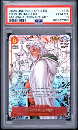 2024 ONE PIECE OP08-TWO LEGENDS MANGA ALTERNATE ART #118 SILVERS RAYLEIGH PSA 10