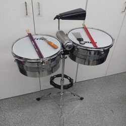 Fever Timbales 13" & 14" Set with LP Percussion Accessories **Located In Upland**