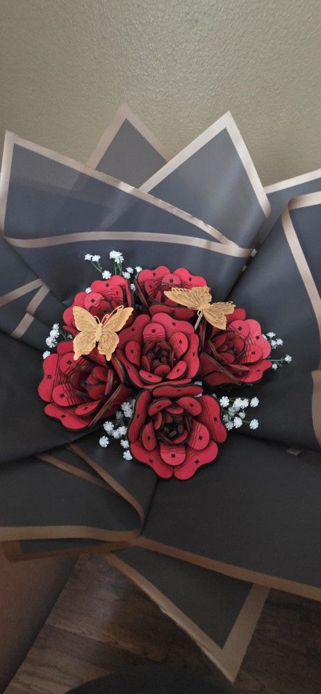 Red Roses Laser Cut Basswood