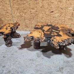 Live Edge Wood Coffee Table Set