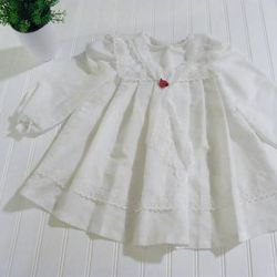 Vtg 60s Girls 4 4T White Swiss Dot Sailor Collar Lace Dress