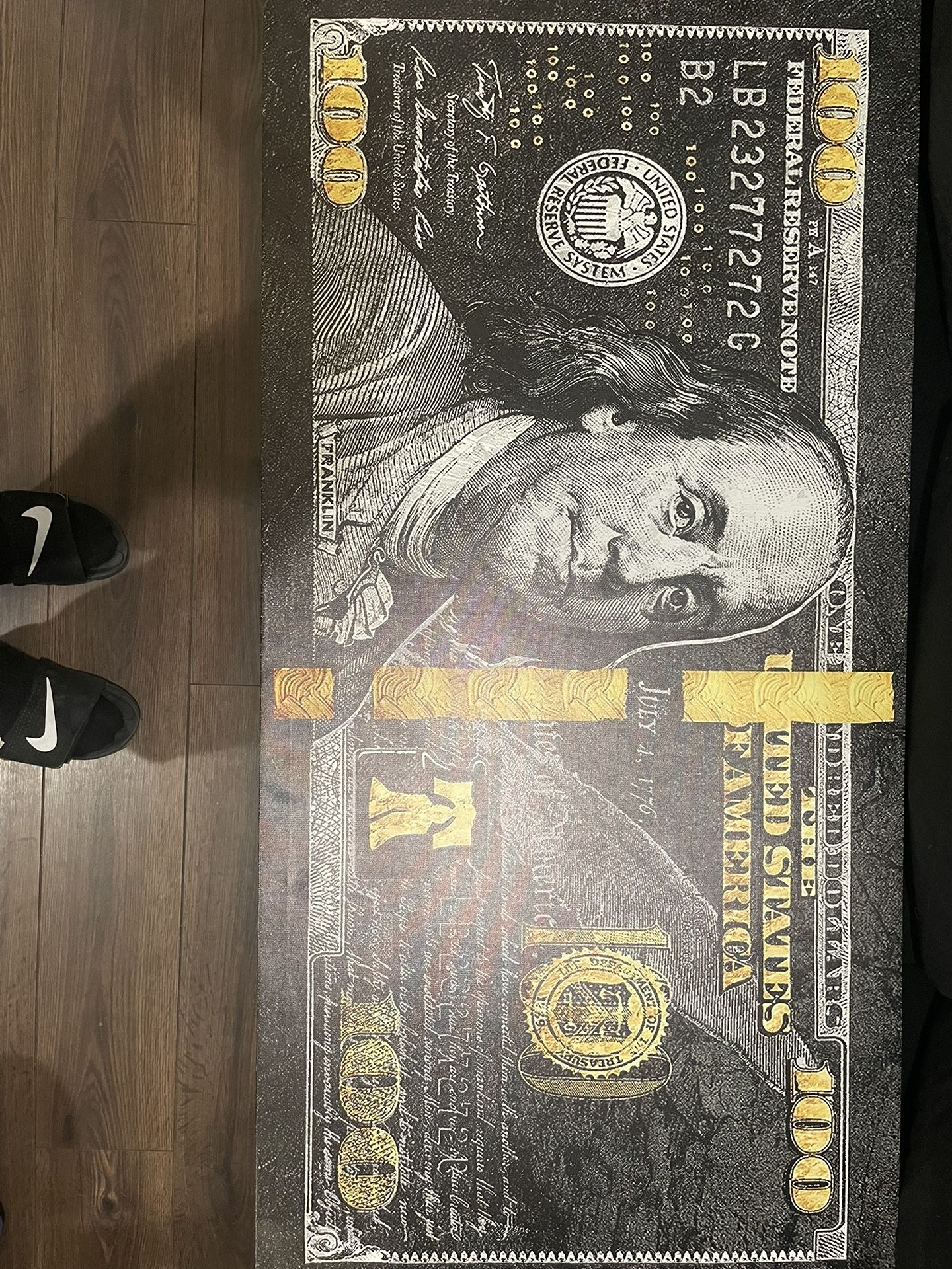$100 Bill Black Canvas