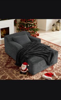 New 45" Dark Gray Corduroy
Boneless
Chaise Lounge Chair Small Sofa Bed