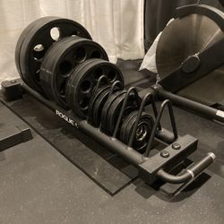 Hudson Steel 255 Lb Olympic Rubber Encased Steel Weight Plates Complete Set