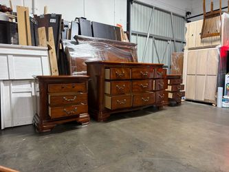 Cherry Wood Dresser and Nightstand Set