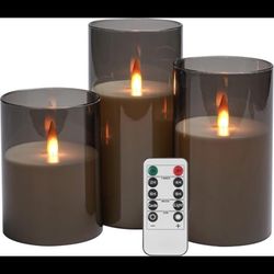 Flickering Flameless Candles,Led Candles W/Timer, Set of 3 Battery Operated