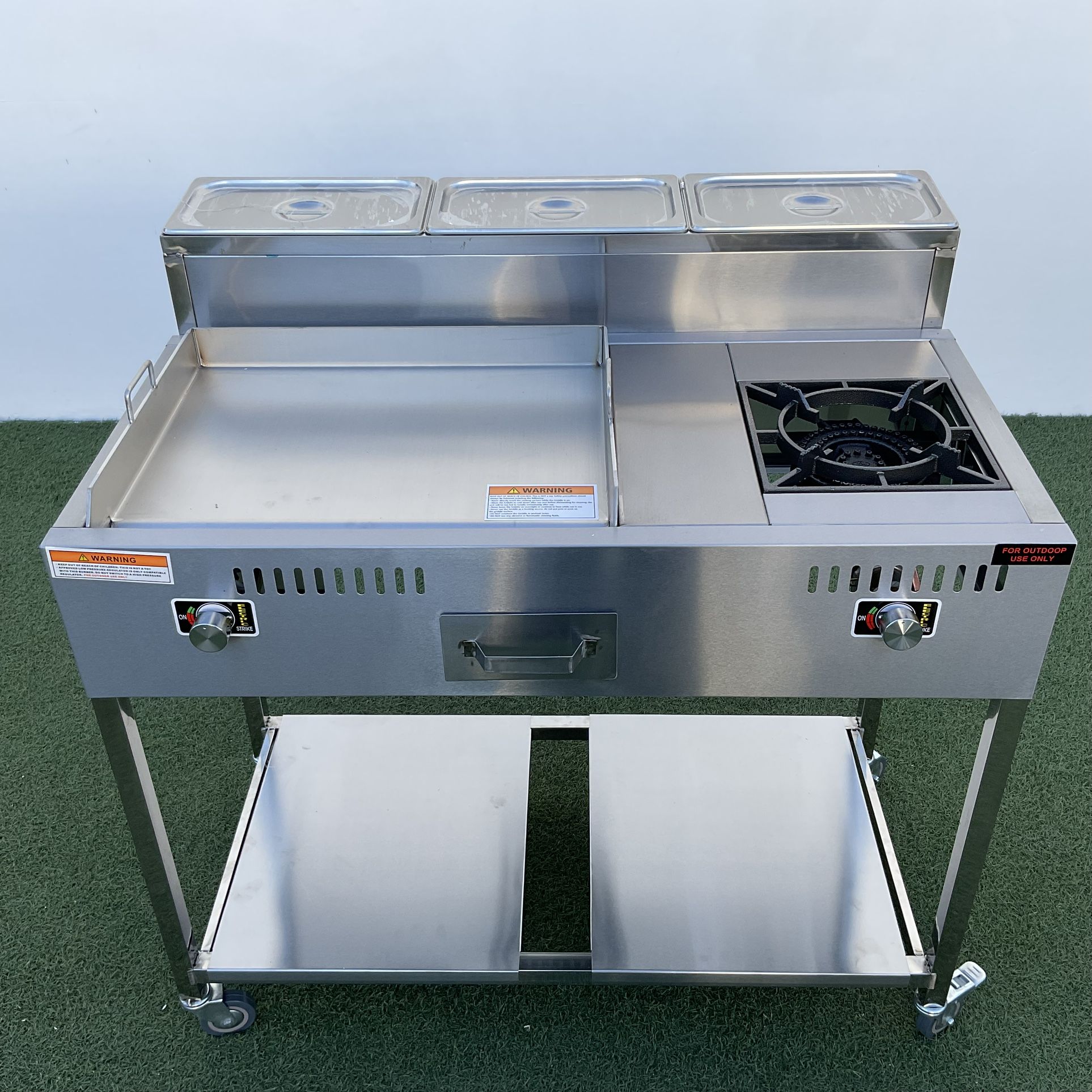 Taco Cart 21” Stainless Steel Griddle + Single Burner Stove Trays Included Propane Outdoor Cooking Equipment Plancha Para Tacos New Firm Prices 