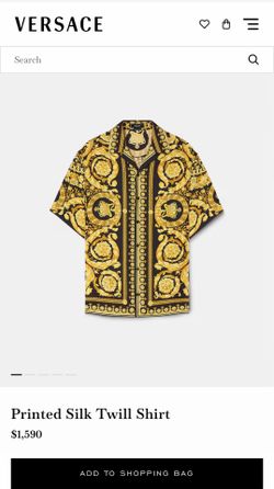 Versace Black & Gold Baroque Short-Sleeve Silk Shirt