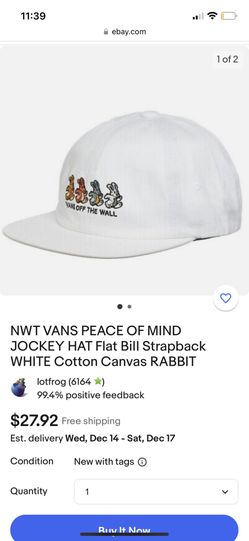 NWT VANS PEACE OF MIND JOCKEY HAT Flat Bill Strapback WHITE