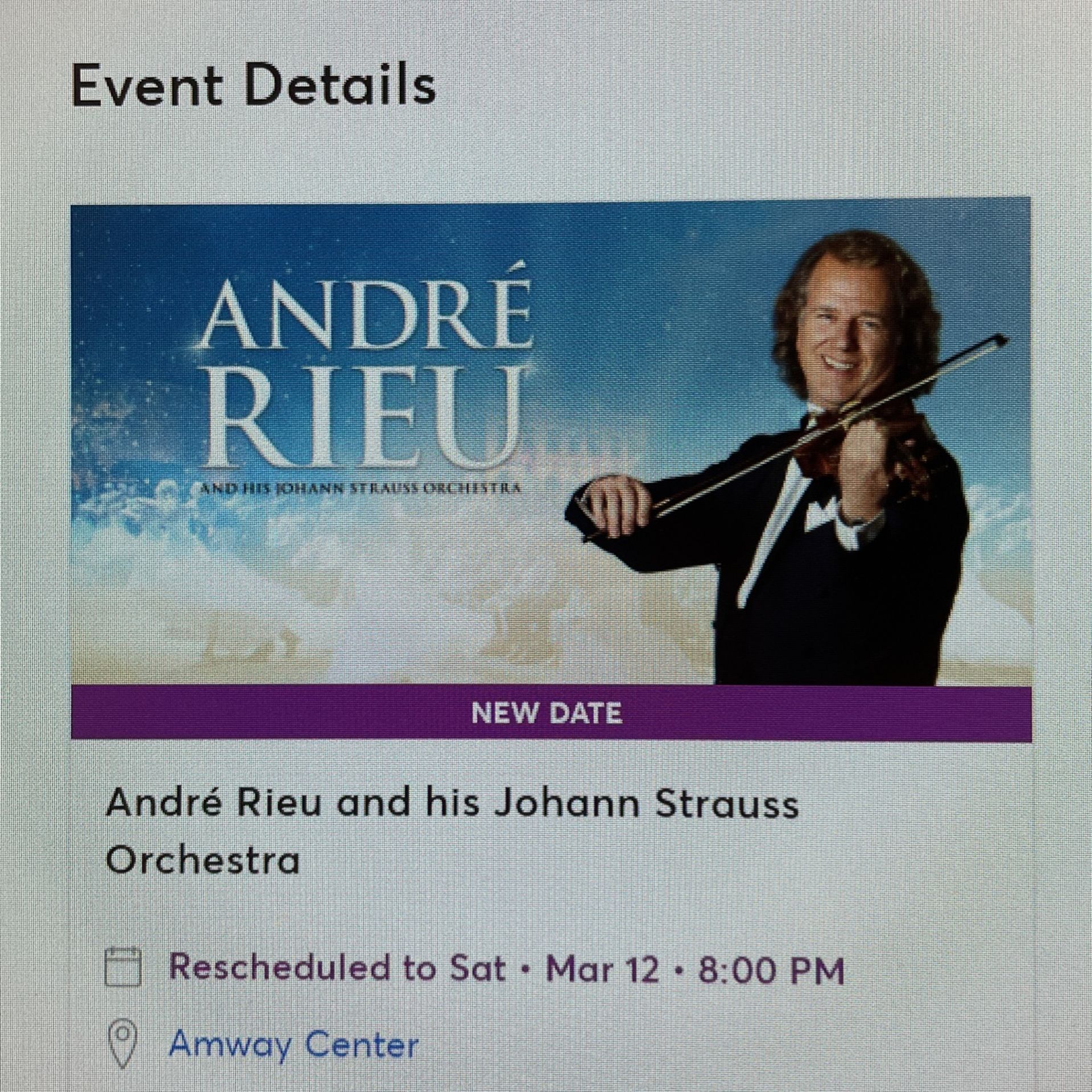 Andre Rieu Amway Center Orlando Concert Tickets