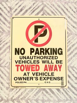 Vintage metal no parking sign